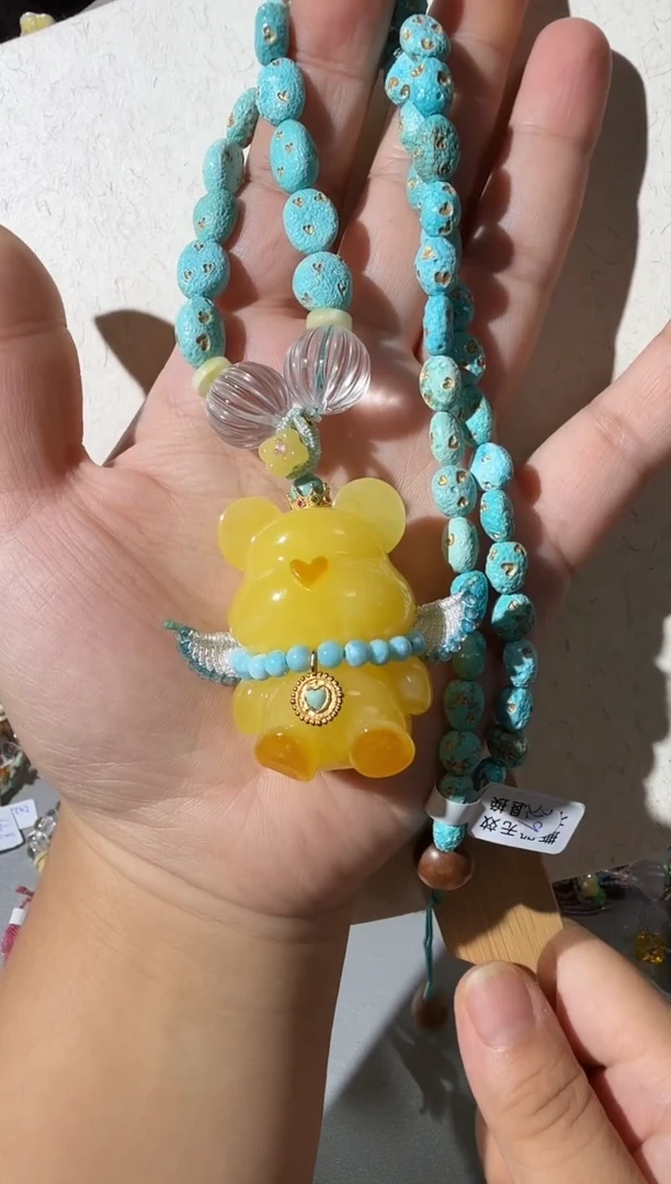 蜜蜡项链未镶嵌蜜蜡小熊项链