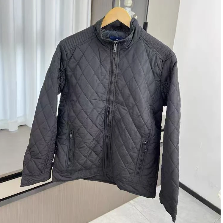 轻量高效外贸男装秋冬通勤休闲立领保暖棉衣外套菱形给自大码夹克