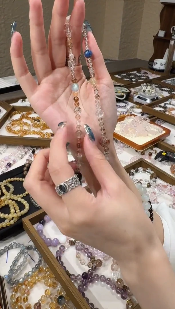 水晶摆件未镶嵌三圈黑金超七
