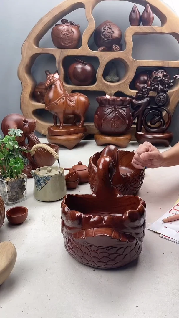 香樟木A15精品天鹅果盆/尺寸