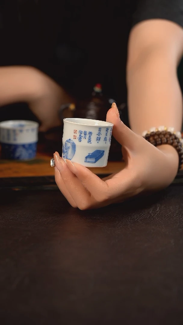 杯聚澜堂茶碗诗竹节杯