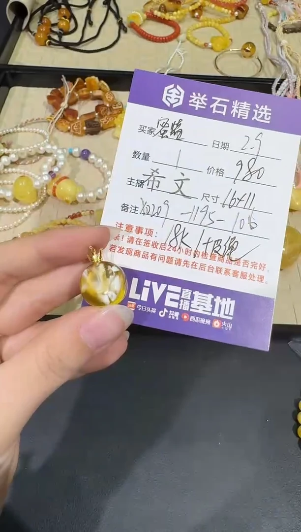 【闪购商品】琥珀颈饰18K金镶嵌X0209-1195-106/18k