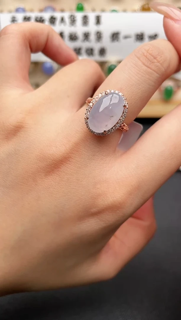 银S925镶嵌戒指翡翠一物一证一礼盒