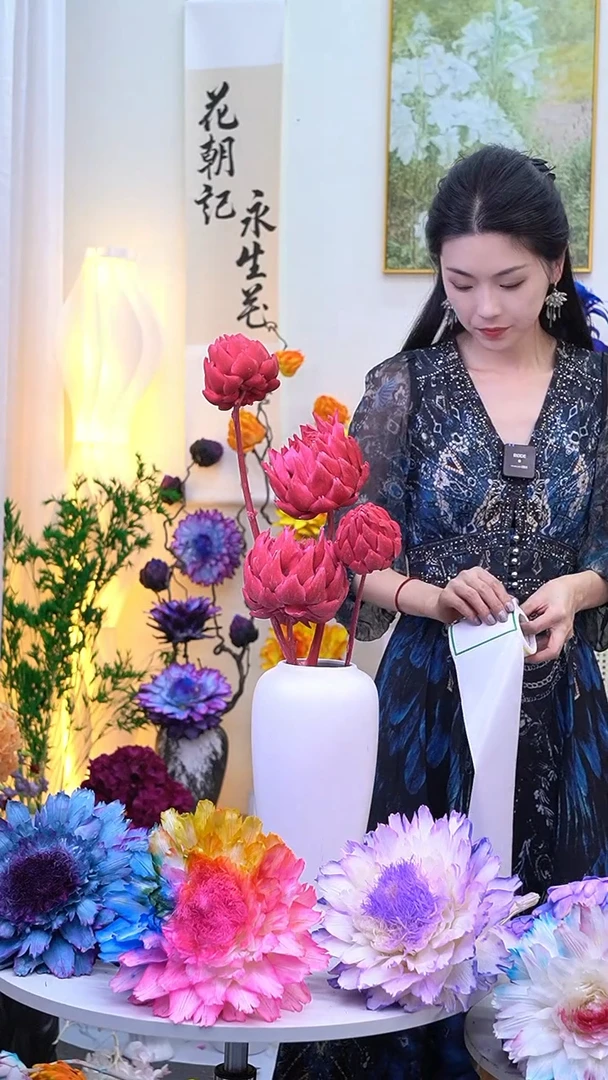 永生洋蓟玫粉4头032