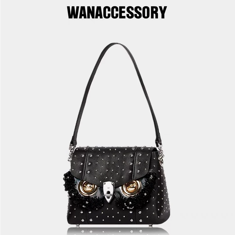 WANACCESSORY万蔻新款W SERIES系列铆钉包垃圾袋链条通勤托特包