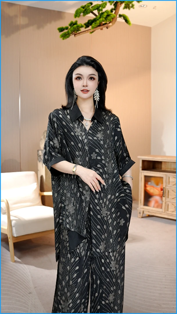 夏款上新【凤仙】时尚上档次洋气高档上衣裤子套装-7193#