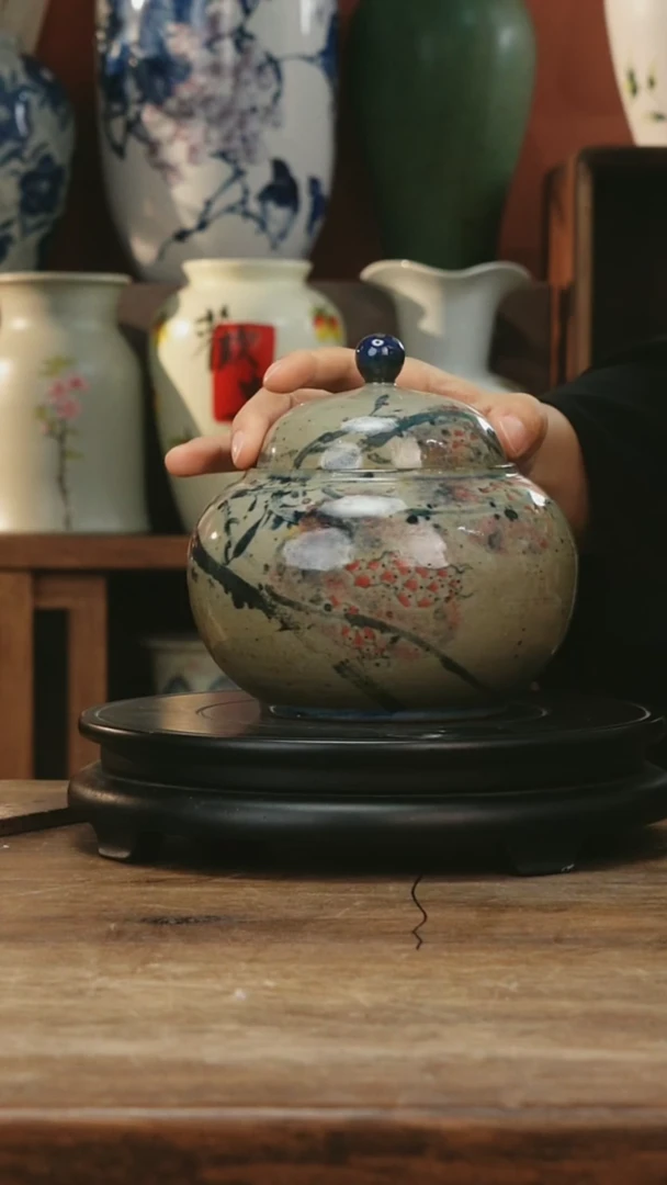 瓷片景德镇设计师釉下手绘陶瓷花瓶