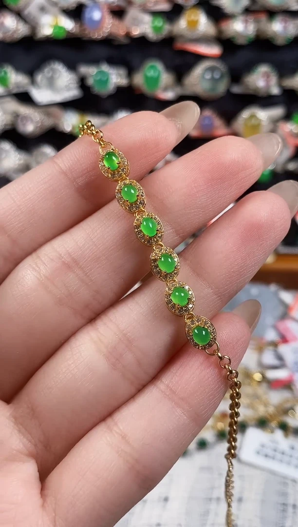 银S925镶嵌戒指翡翠 天然A货翡翠73