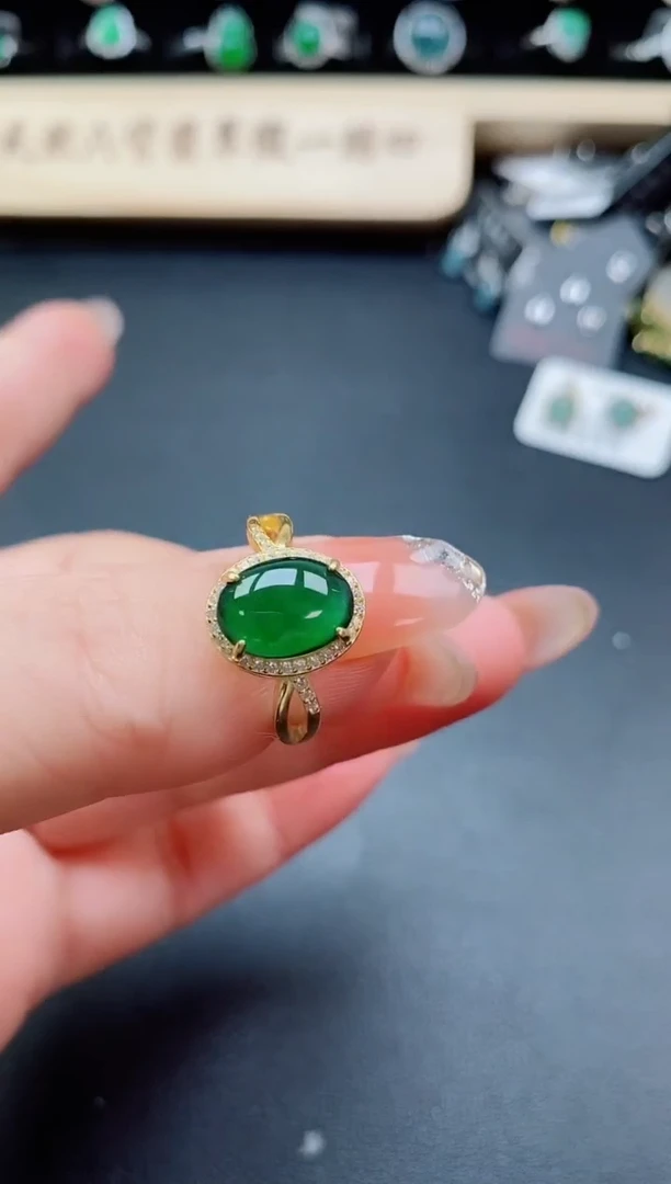银S925镶嵌戒指翡翠1