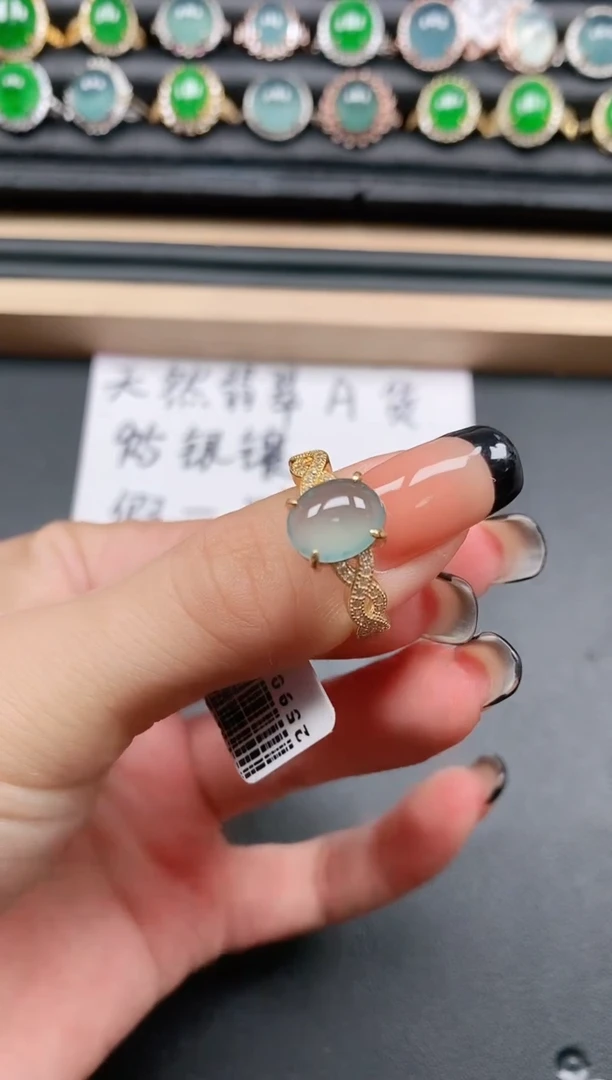 翡翠戒指银S925镶嵌111111