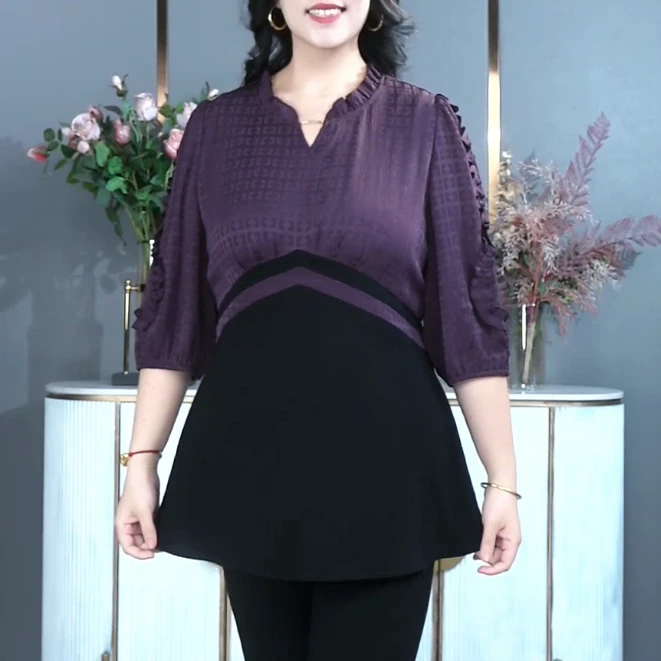 胖大柳七分袖2025春季气质小衫时尚百搭休闲宽松夏季新款250272