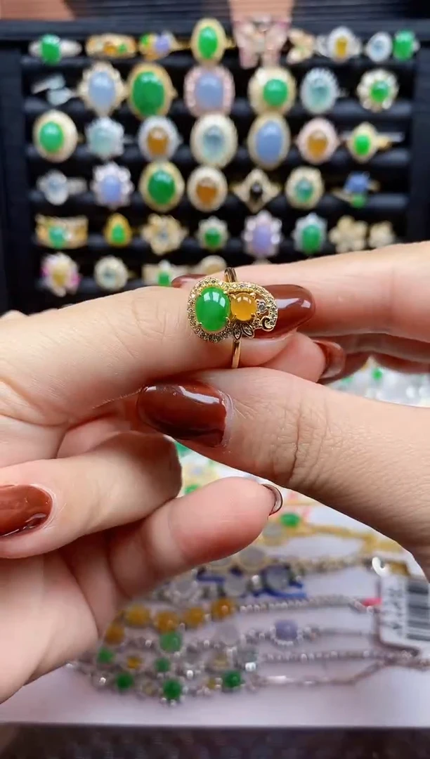 银S925镶嵌戒指翡翠67