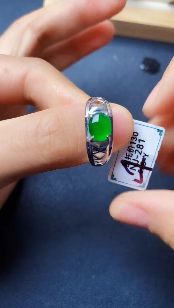 银S925镶嵌戒指翡翠222222