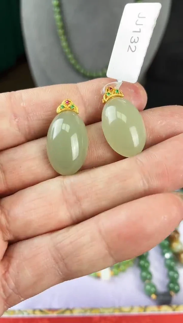 吊坠(不含链)银S925镶嵌和田玉~92