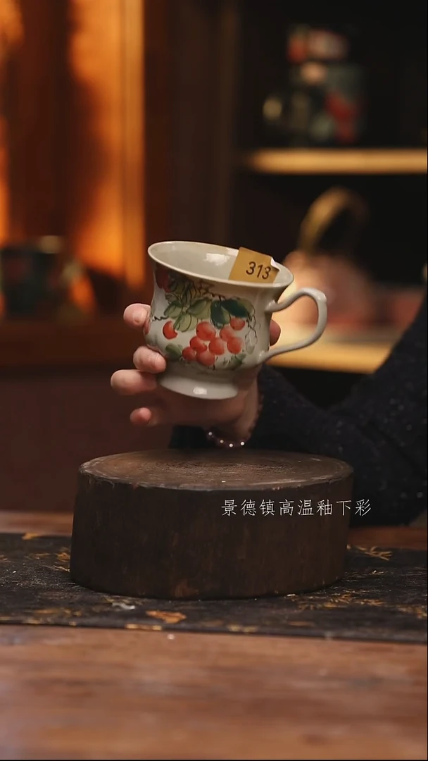 陶瓷景德镇高温釉下手绘陶瓷@L313@