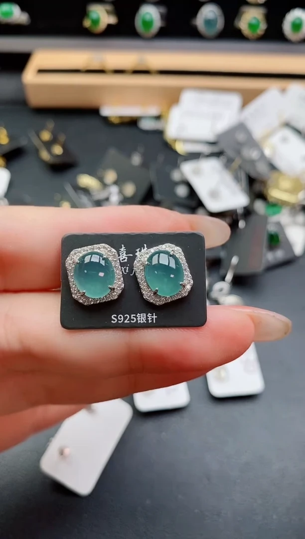 银S925镶嵌戒指翡翠1