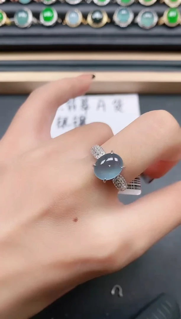 翡翠戒指银S925镶嵌11111