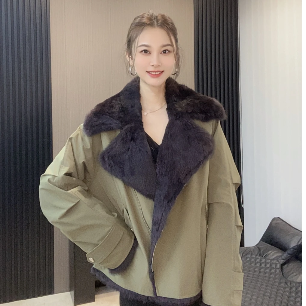 【欣欣严选】25秋冬系列拼接休闲保暖双面穿设计显瘦气质冬季女外套