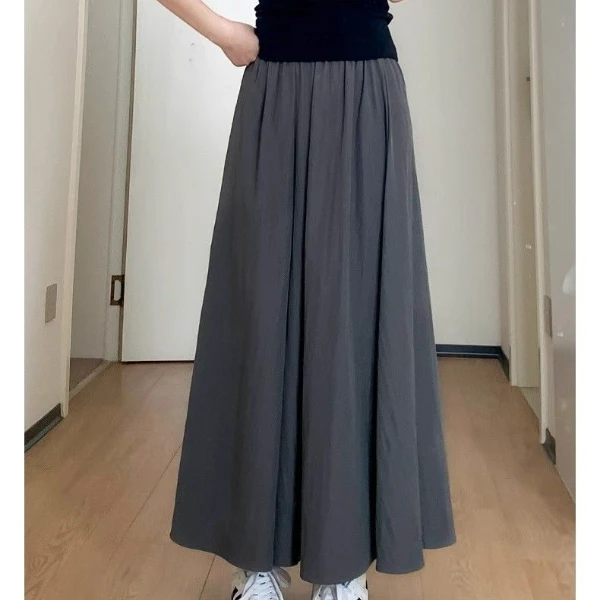 懒感法式阔腿气质半身裤裙春夏女装高级感九分裤显瘦宽松山本裙裤