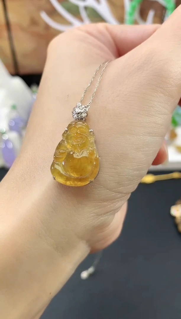 吊坠(赠链)18K金镶嵌翡翠财神|2980