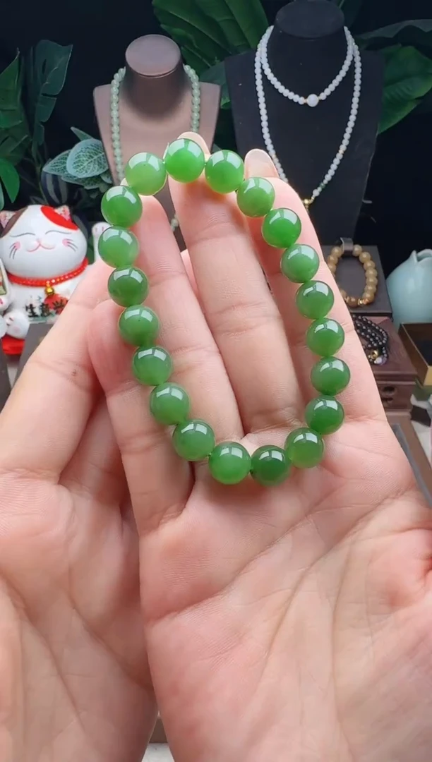 未镶嵌手串和田玉10m左右俄料碧玉手串