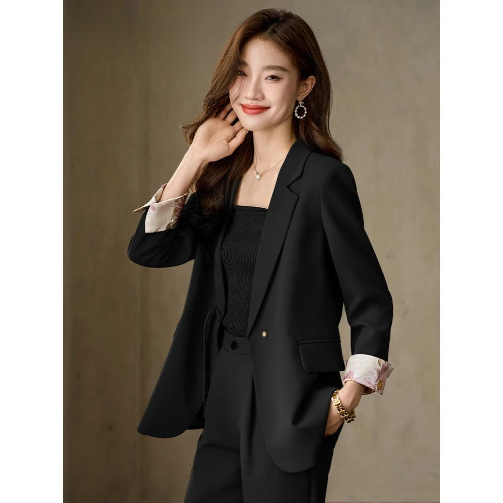黑色西装外套女春秋2025新款设计感小众高级感新中式国风西服套装