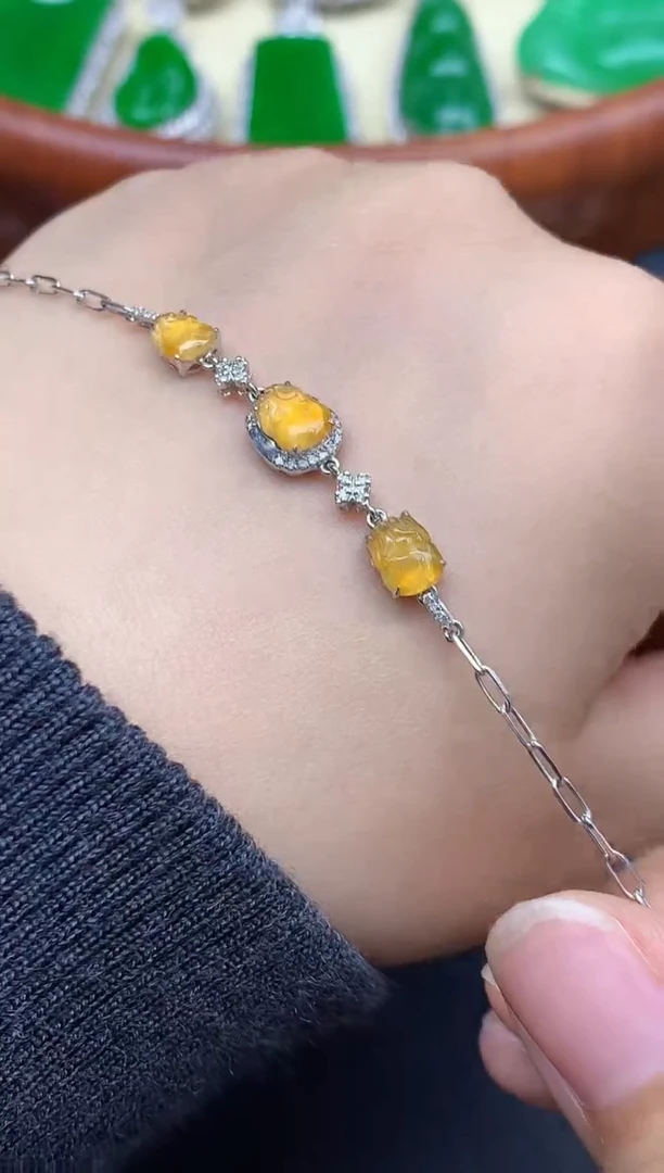 18K金镶嵌手链翡翠489-中国好珍宝