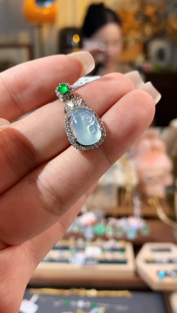 翡翠银S925镶嵌吊坠(不含链)【挽石珠宝】如意