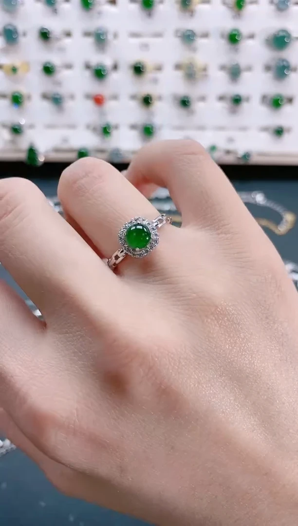 【闪购商品】翡翠戒指银S925镶嵌天然翡翠