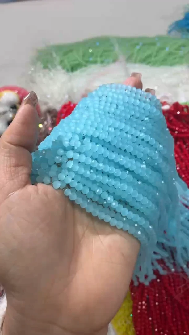 玻璃A68卡4水晶扁10条本色天青蓝玉