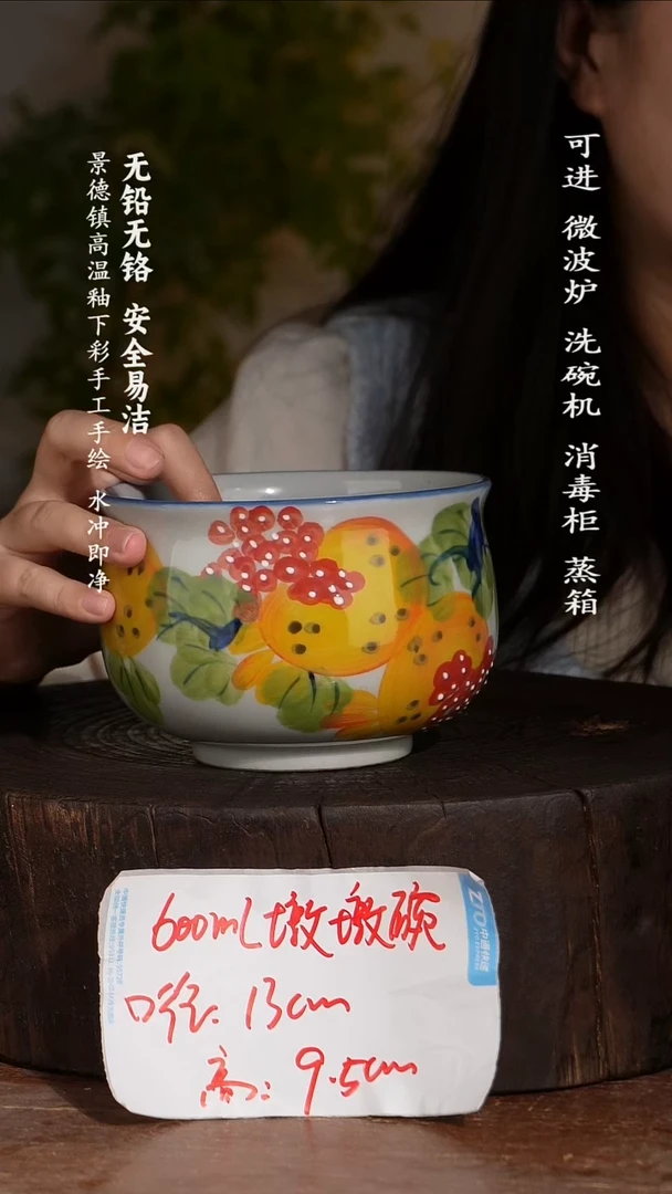 碗陶瓷景德镇高温瓷釉下彩手绘陶瓷