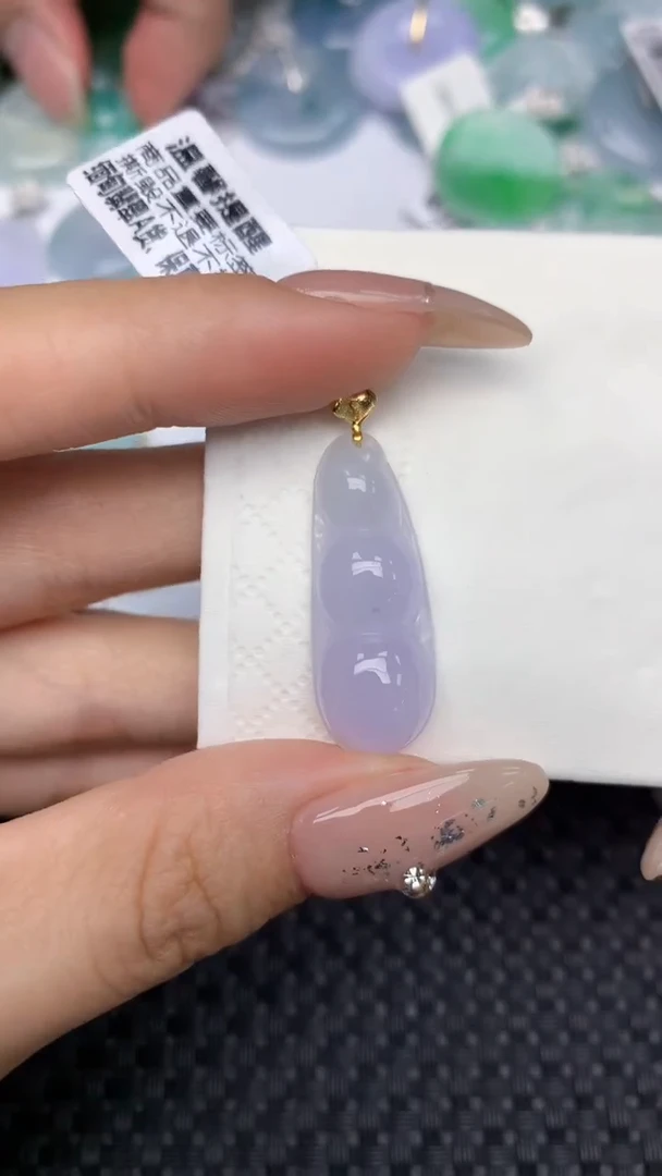 颈饰18K金镶嵌翡翠天然缅甸翡翠a货百元以上9元证书费自理