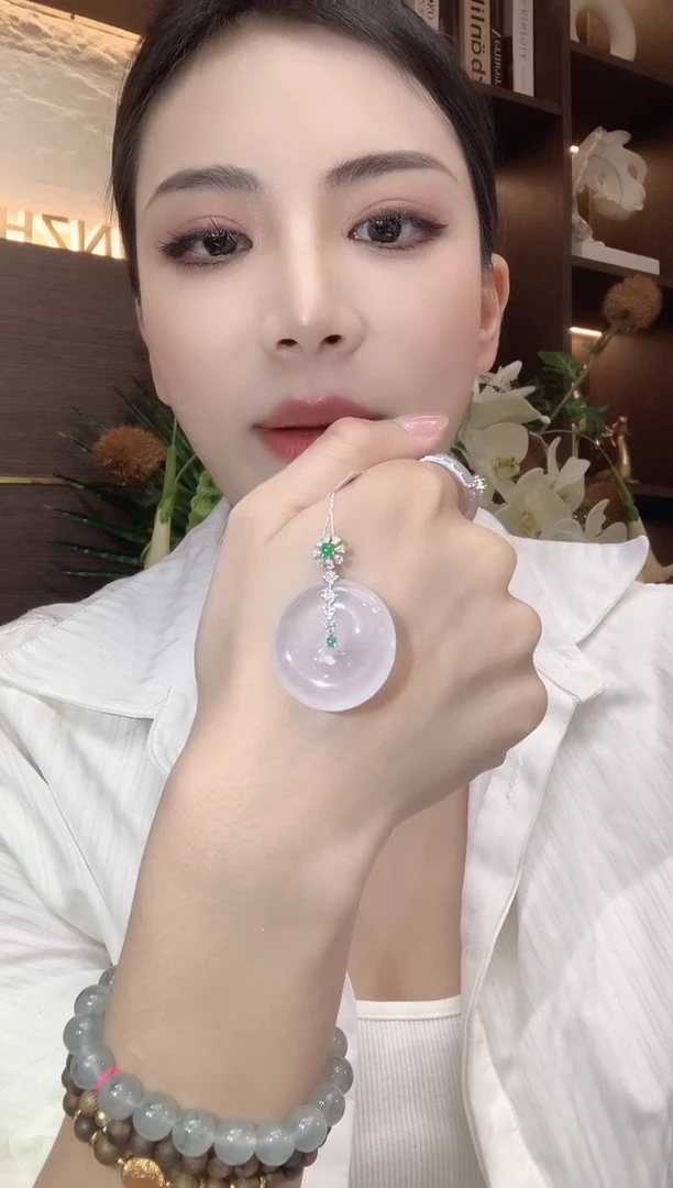 吊坠(不含链)18K金镶嵌翡翠A53