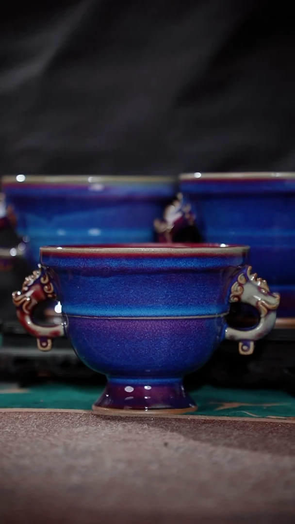 167-5双龙尊（星航手制 茄皮紫 窑变随机）