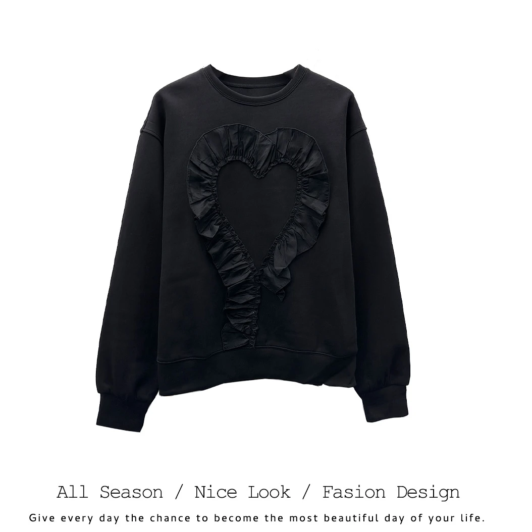 196    2025新款法式甜美荷叶边立体高级感宽松慵懒风长袖 #6616