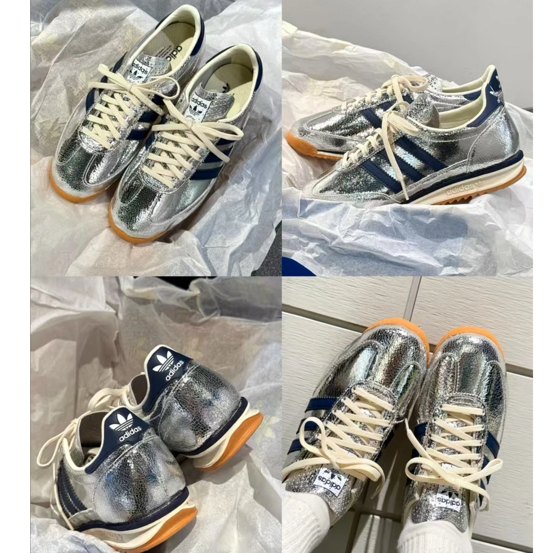 adidas/阿迪达斯三叶草女鞋SL 72 银色防滑耐磨低帮休闲鞋JH8654