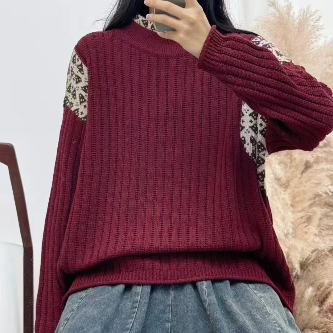 【0305】春秋新款时尚洋气减龄宽松百搭加厚保暖女款棉线线衣