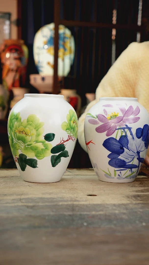 【闪购商品】瓷片景德镇纯手工釉下彩精品花瓶