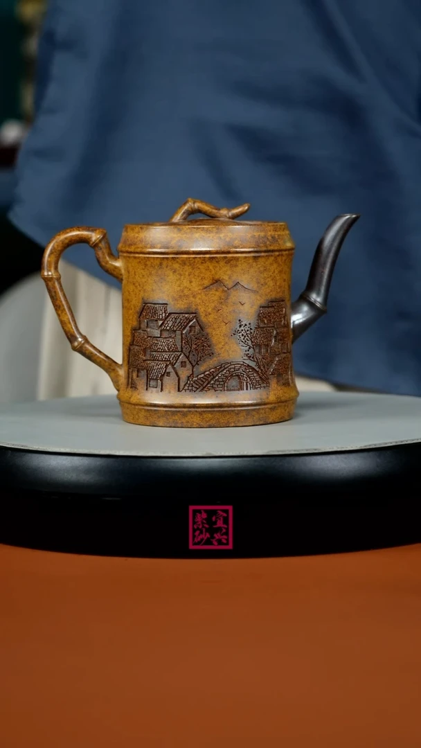 茶壶紫砂顾建华龙骨金砂江南竹节270cc