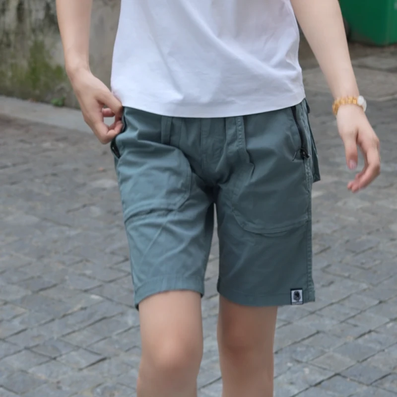2025夏季新款男士多口袋休闲短裤日系复古宽松工装百搭纯棉短裤男