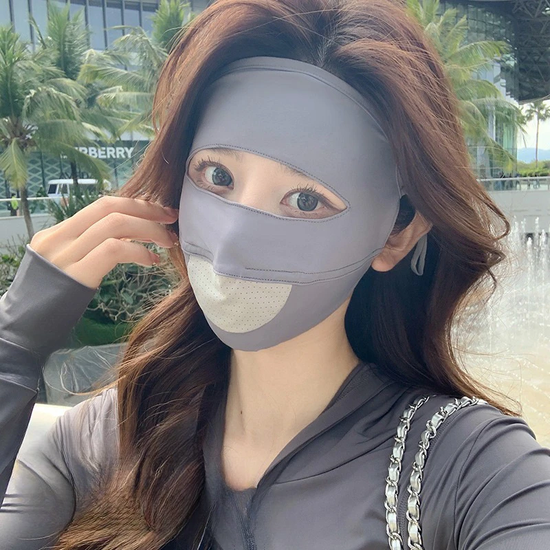 夏季防晒面罩女网孔透气面纱防紫外线户外骑车遮阳防晒口罩脸基尼