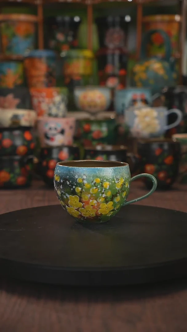 紫砂油画手绘釉下彩