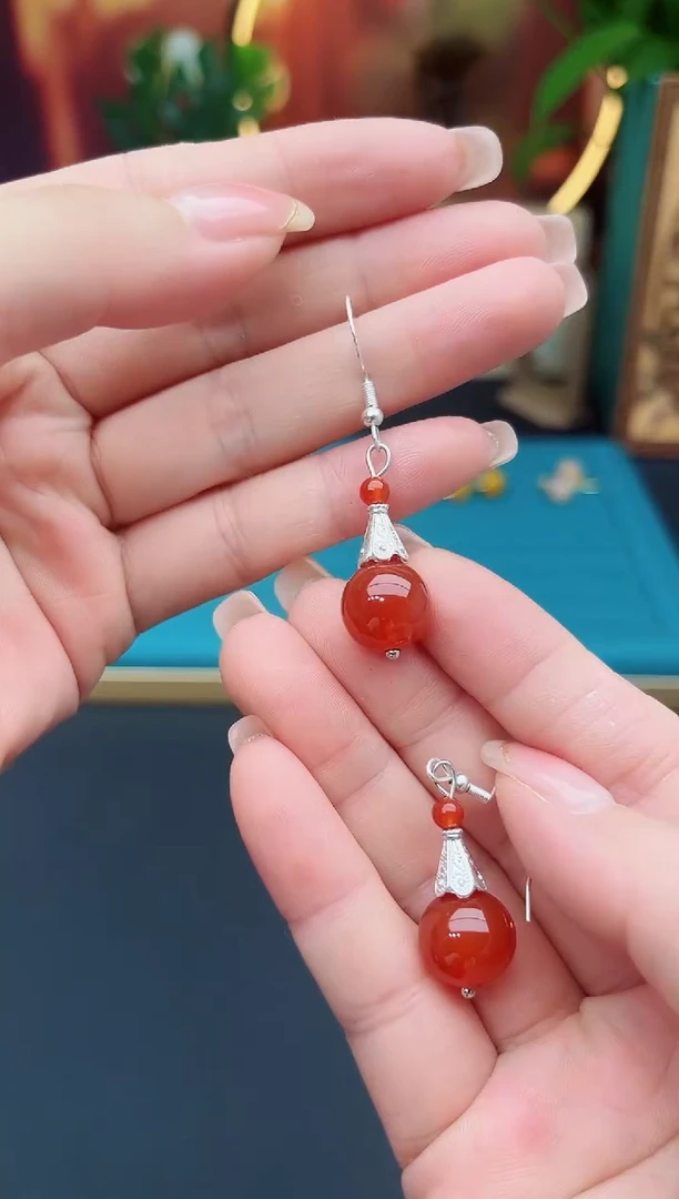 玛瑙/玉髓耳饰银S925镶嵌713000