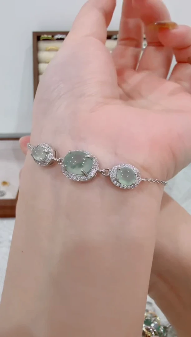 银S925镶嵌戒指翡翠花***。405