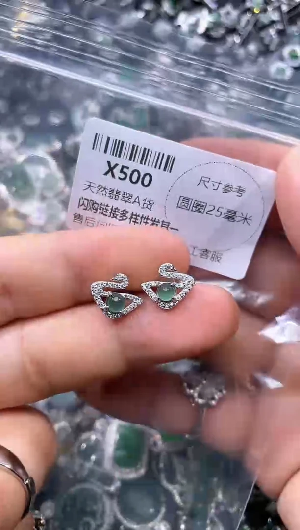 【闪购商品】翡翠颈饰未镶嵌X500耳钉