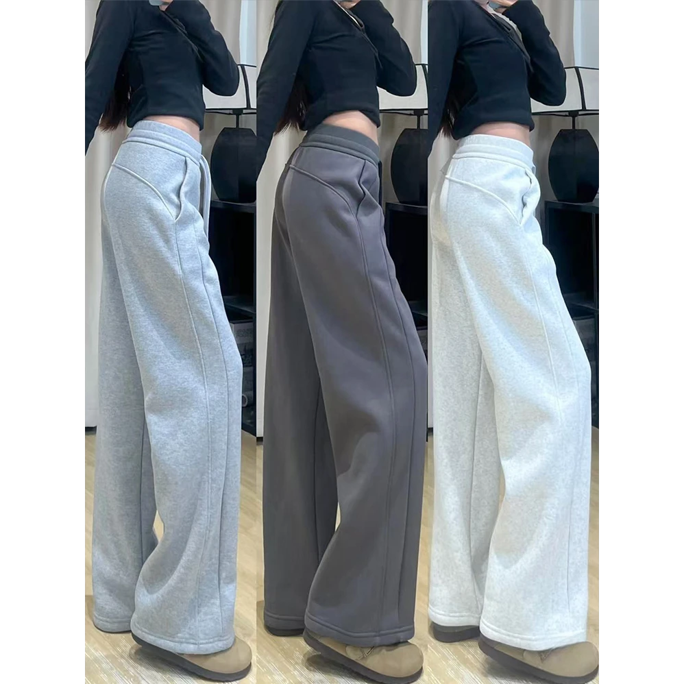 美式运动裤女夏季2025新款高腰显瘦露露同款直筒窄版休闲阔腿卫裤