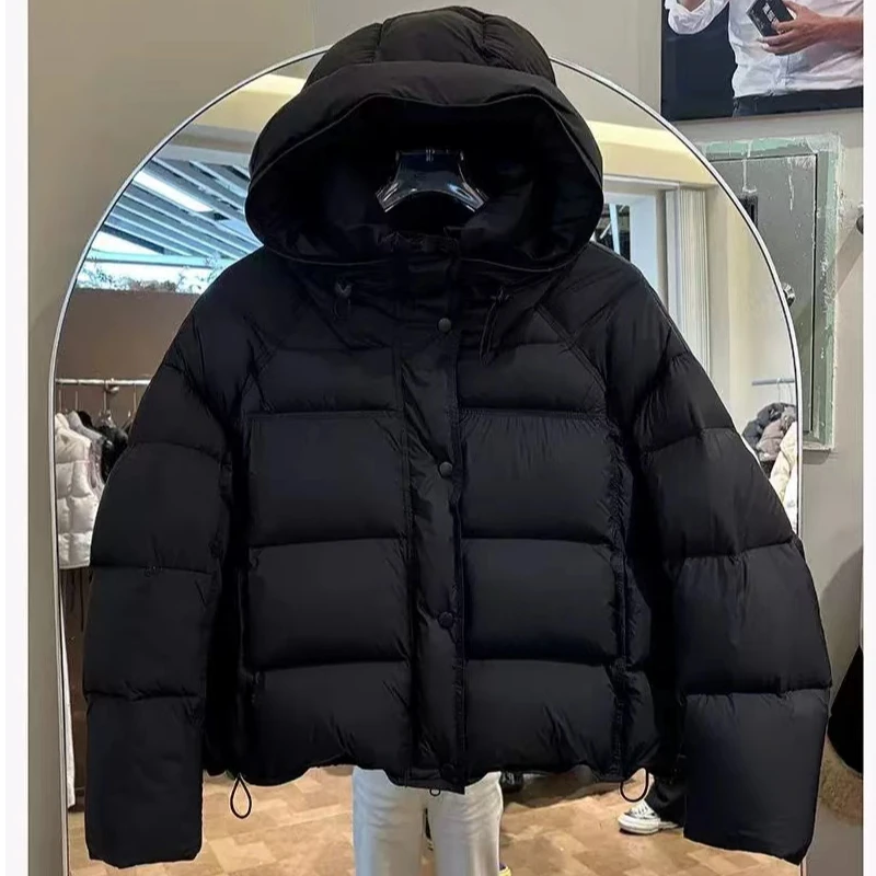 新国标90白鸭绒泡芙云朵感连帽宽松韩版羽绒服外套