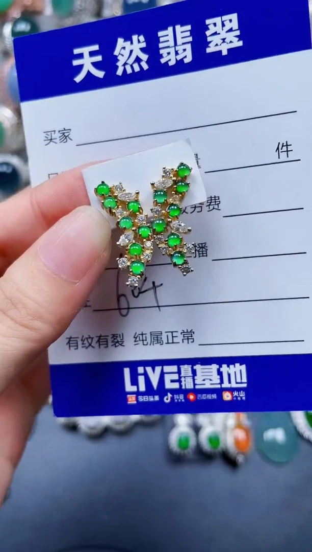 银S925镶嵌翡翠耳饰604