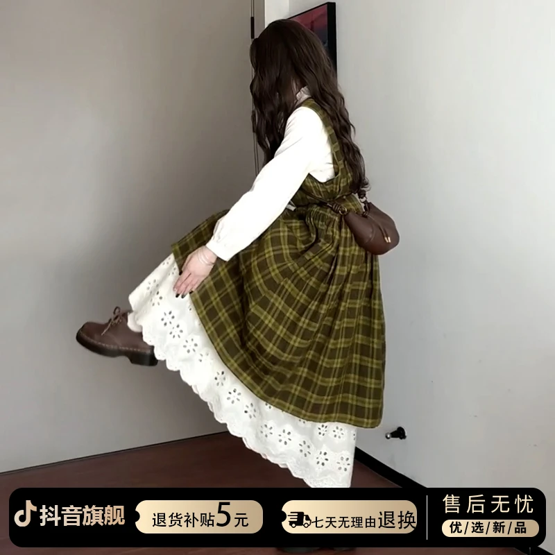 法式衬衫搭格子连衣裙子2025早春季新款女装小个子高级感开春穿搭