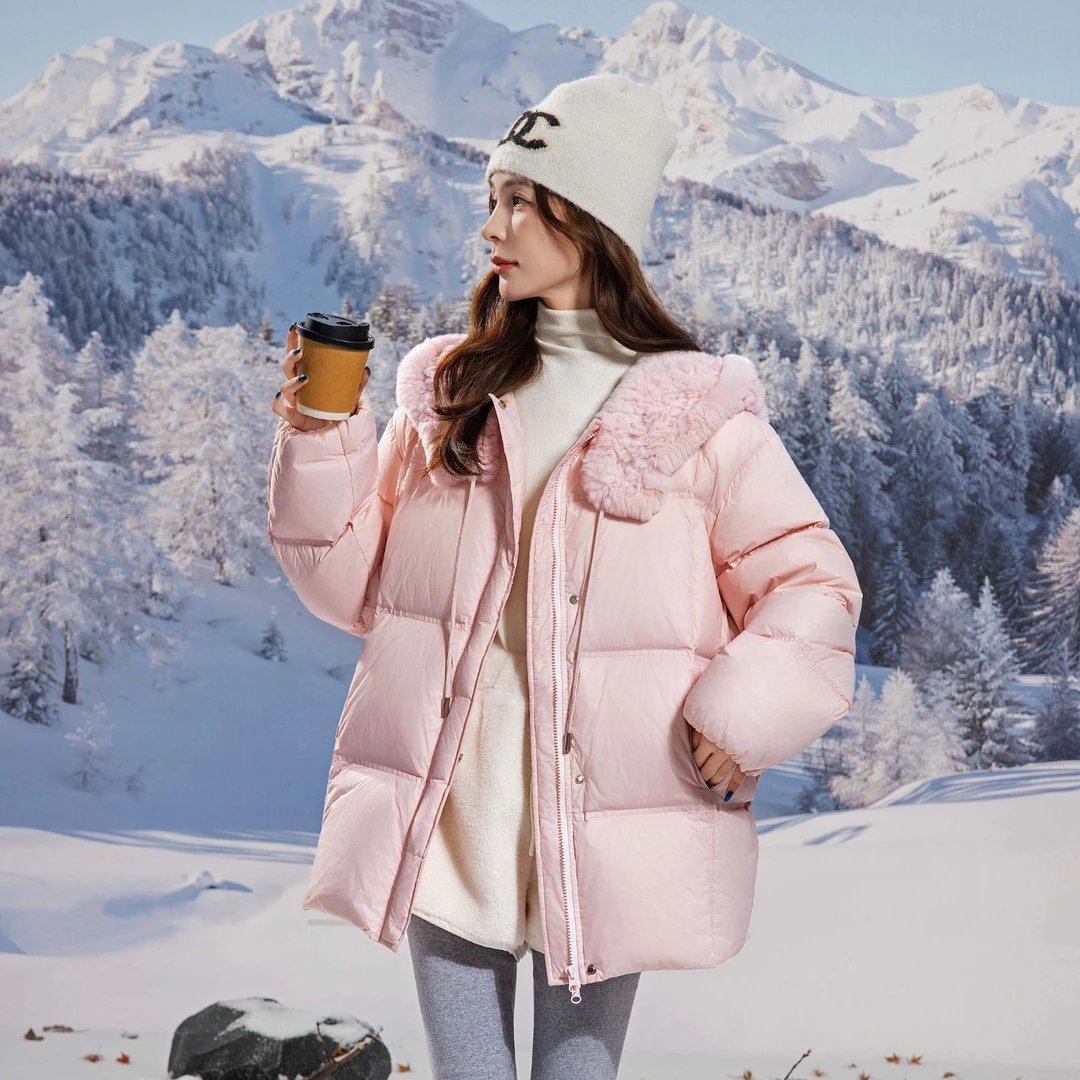 【羽汐】冬季新款大码胖mm280斤宽松加厚中短款大码羽绒服2505